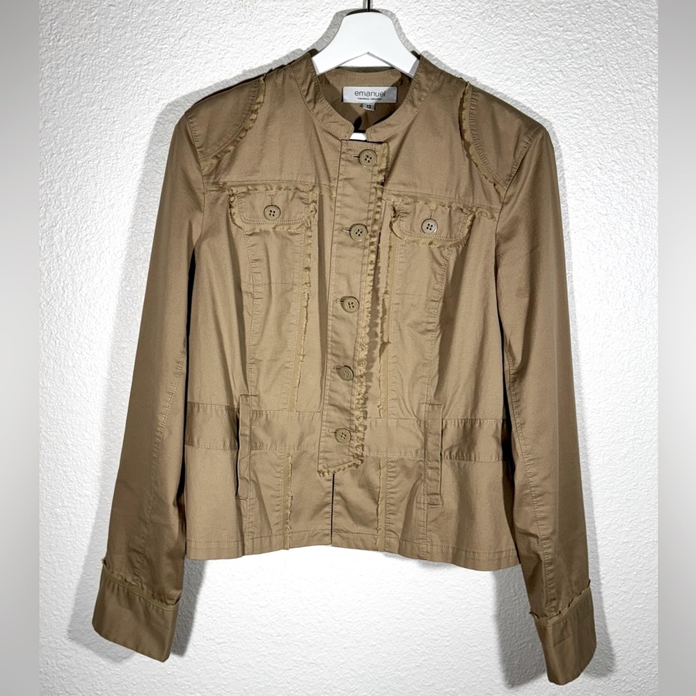 Emanuel Ungaro Khaki Utility Jacket with Ruffle Accents